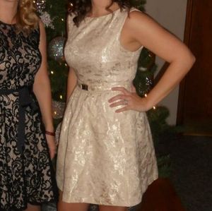 Jennifer Lopez Champagne Brocade Dress